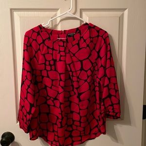 Liz Claiborne Career blouse. Color: Red and Black. Size: Petite medium